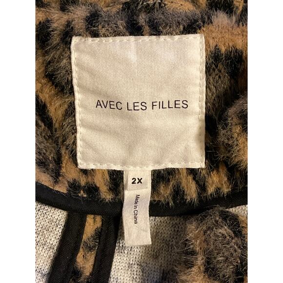 Avec Les Filles Anthropologie Faux Fur Leopard Print swing Coat Button Front 2X - Picture 8 of 8